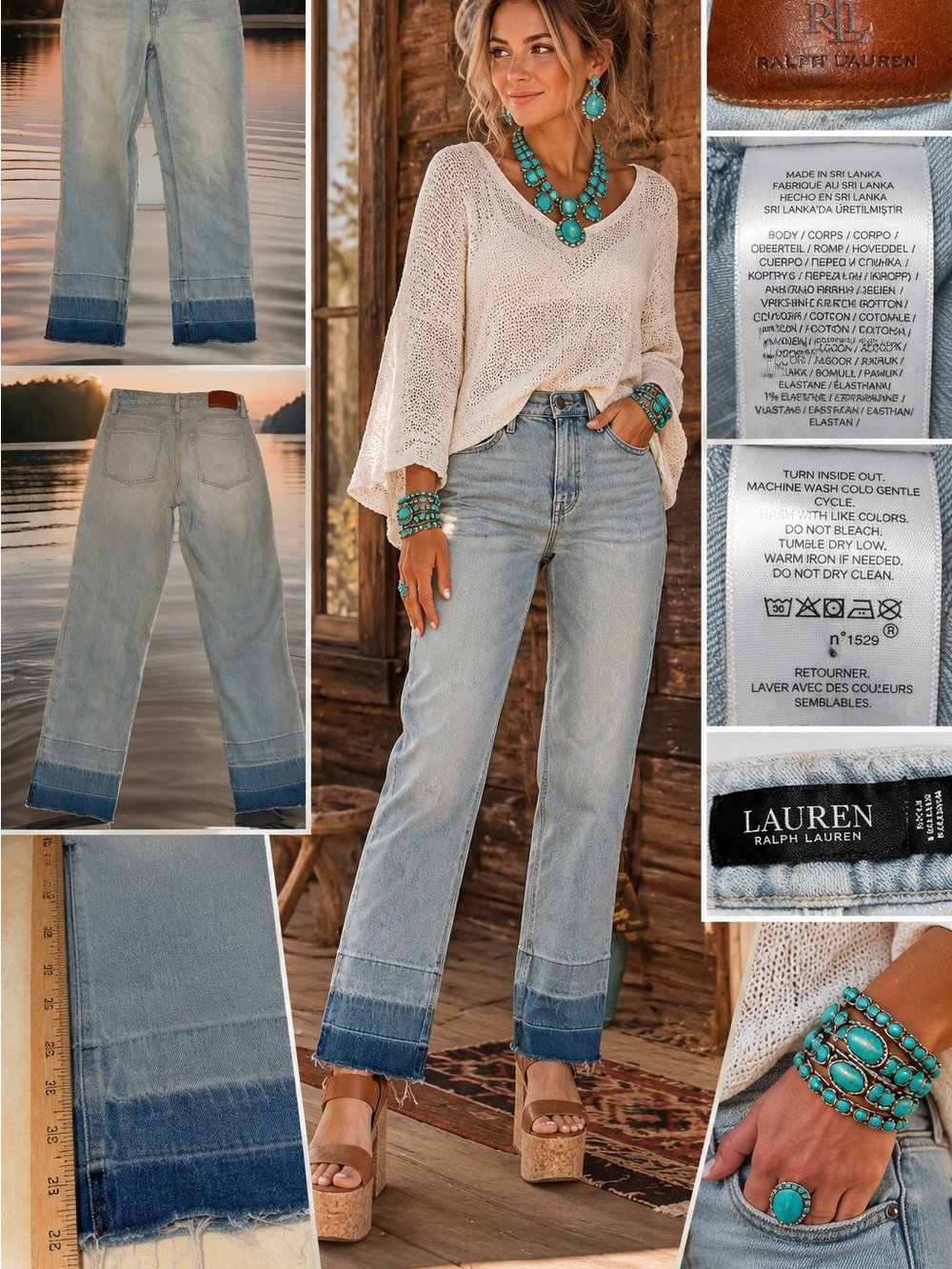 Lauren Ralph Lauren Indigo Stone Wash High Rise Ankle Jeans Size 0 26x25 #124CL